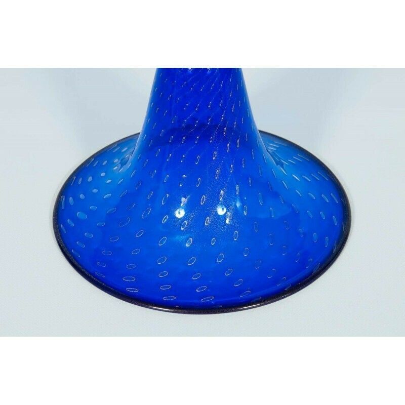 Giant Glass Vase In Murano Glass Blue Color And Gold Finishes Italy 1950s photo Home Decor