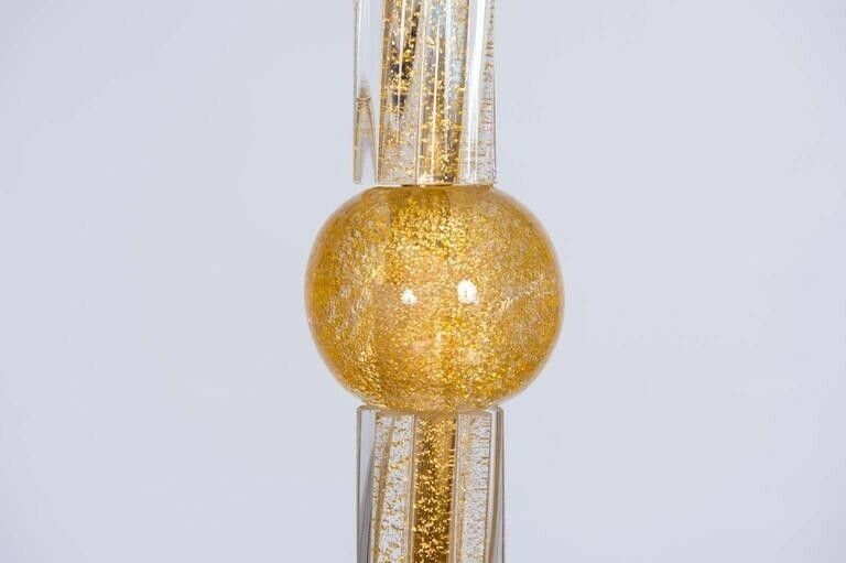 Italian Flush Mount In Blown Murano Glass Clear Color And 24k Gold, 21st photo buy
