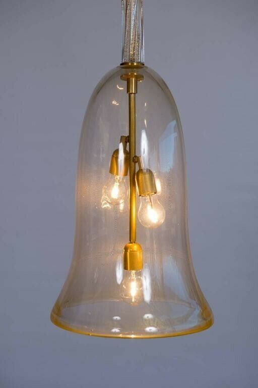 photo furniture Italian Flush Mount In Blown Murano Glass Clear Color And 24k Gold, 21st