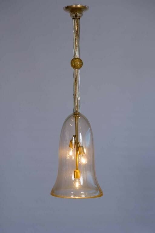 photo for sale Italian Flush Mount In Blown Murano Glass Clear Color And 24k Gold, 21st