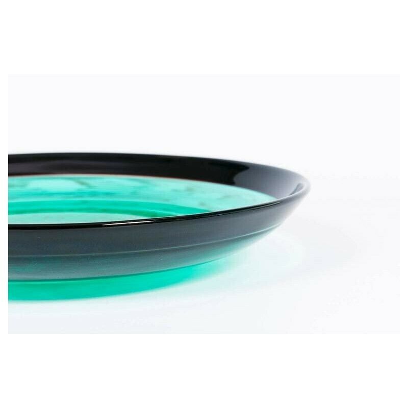 Italian Venetian, Bowl, Blown Murano Glass, Green Aquamarine, Cenedese, 1970s photo for sale