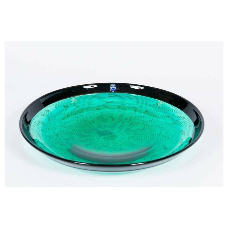 photo furniture Italian Venetian, Bowl, Blown Murano Glass, Green Aquamarine, Cenedese, 1970s