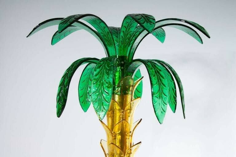 Palm Floor Lamp In Murano Glass Amber And Green Italy Contemporary photo vinterior