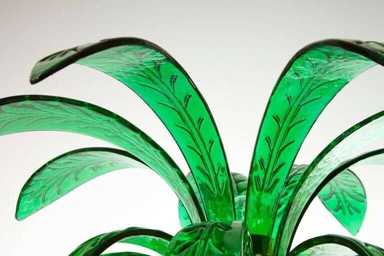 Palm Floor Lamp In Murano Glass Amber And Green Italy Contemporary photo vintage