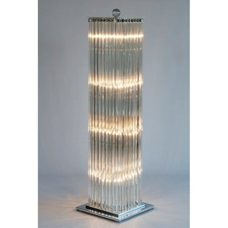 Floor Lamp In Blown Murano Glass Clear Color Triedros 1990s Italy
