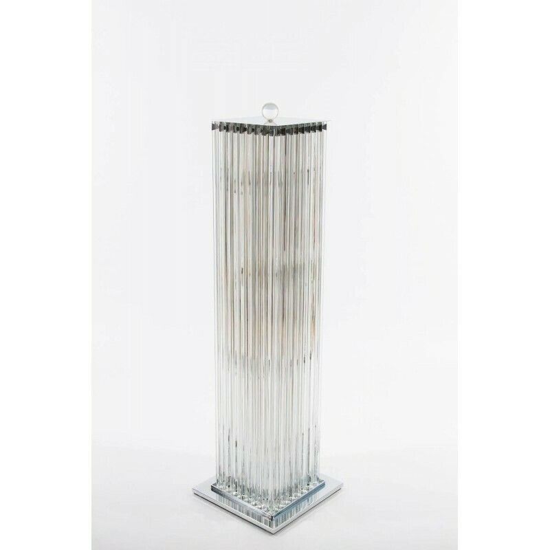 photo for sale Floor Lamp In Blown Murano Glass Clear Color Triedros 1990s Italy