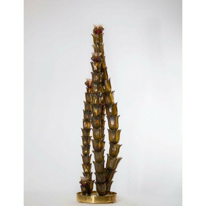 Cactus Floor Lamp Handcrafted In Blown Murano Glass Italy 1950s photo for sale