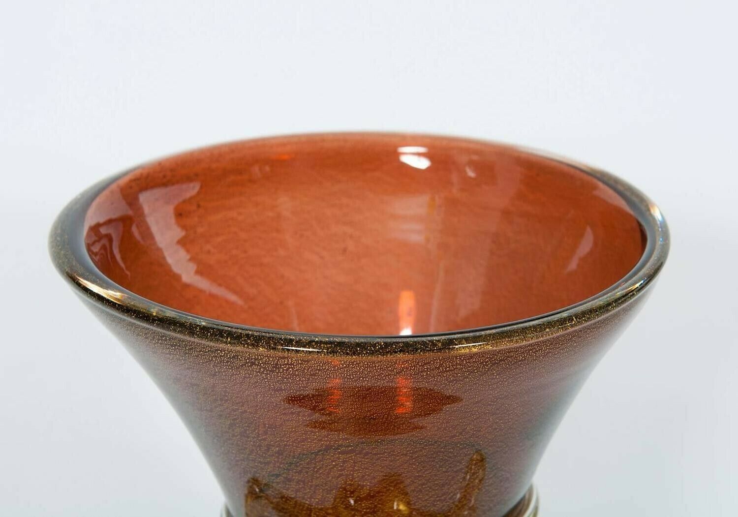 Vase With Bow Amber Color And Gold Finishes In Blown Murano Glass 1970s Italy photo vinterior