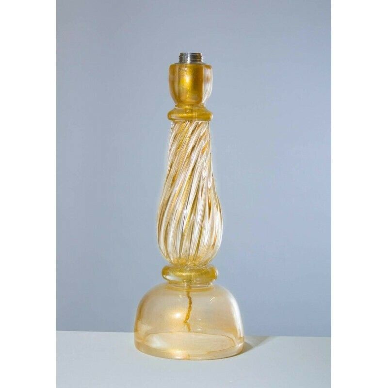 Italian Massive Pair Of Table Lamps In Murano Glass, Gold 24 Karat photo Lighting