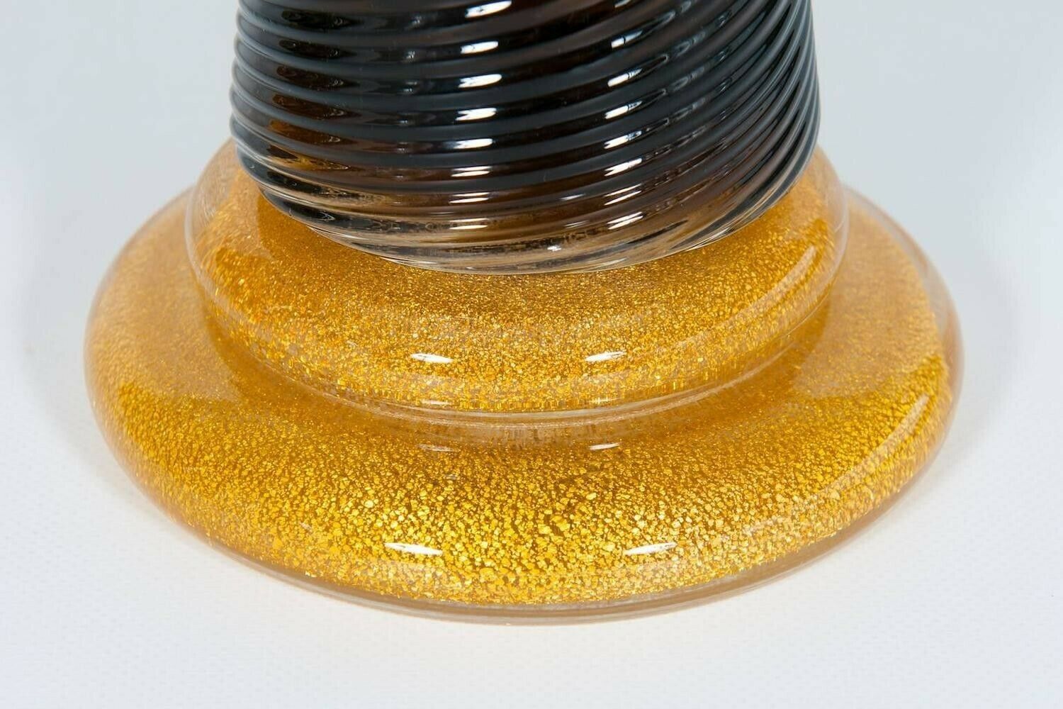 Giant Pair Of Amber And Gold Glasses Vase In Blown Murano Glass 1980s photo Home Decor