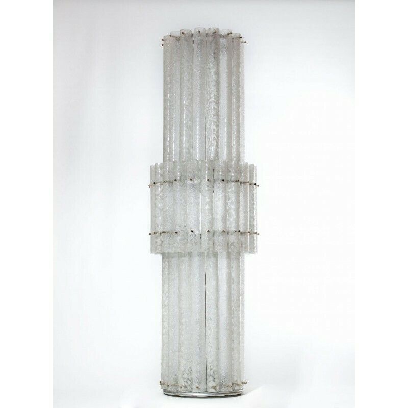 Imposing Floor Lamp In Blown Murano Glass Blotchy Colored In A Grit Glass Italy photo for sale