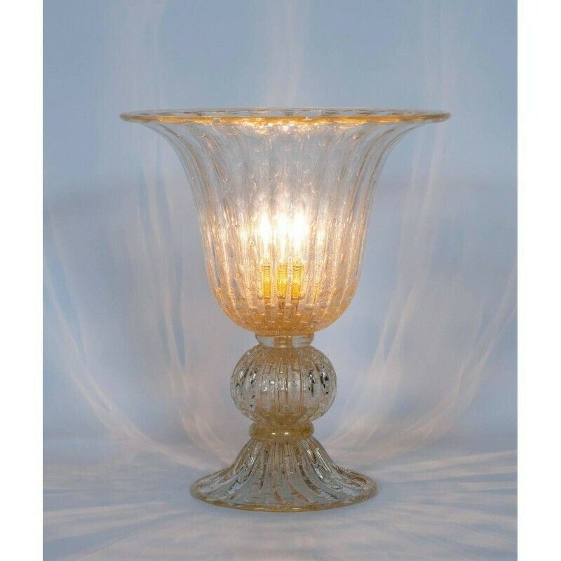 Gigant Gold Submerged Bubbles Table Lamp In Blown Murano Glass Contemporary * photo furniture