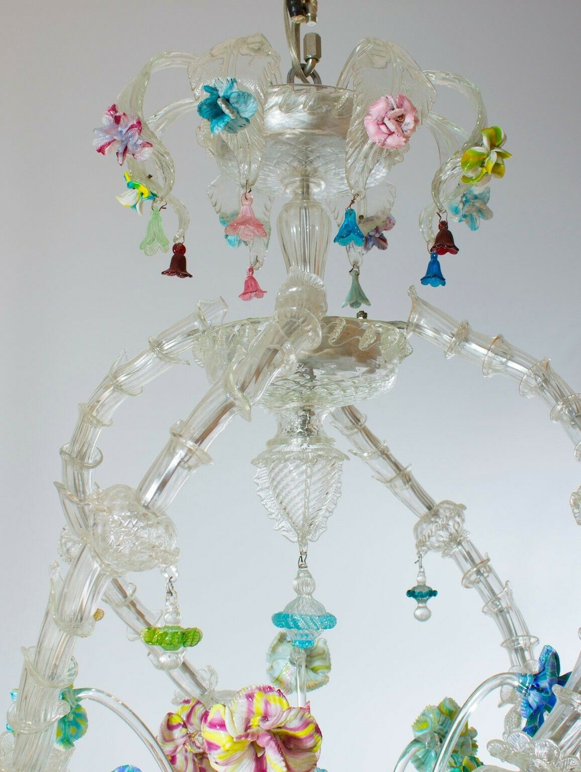 Italian Venetian Ca'rezzonico Chandelier In Blown Murano Glass 1950s photo for sale