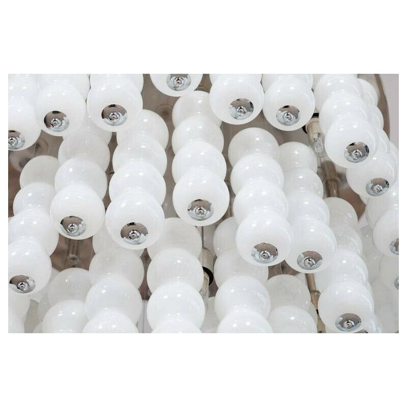 Italian Venetian Chandelier Blown Murano Glass White Chains Mazzega 1990s photo Lighting