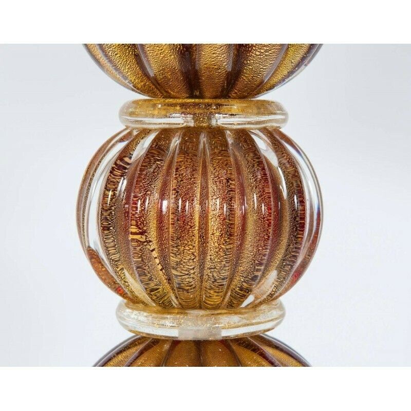 Luxury, Italian Venetian, Table Lamp, Blown Murano Glass, Red And Gold 24 Karat photo buy
