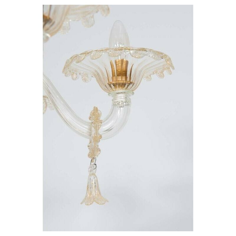 Gold Floor Lamp In Blown Murano Glass Flowers And Leaves 1990s Italy photo buy