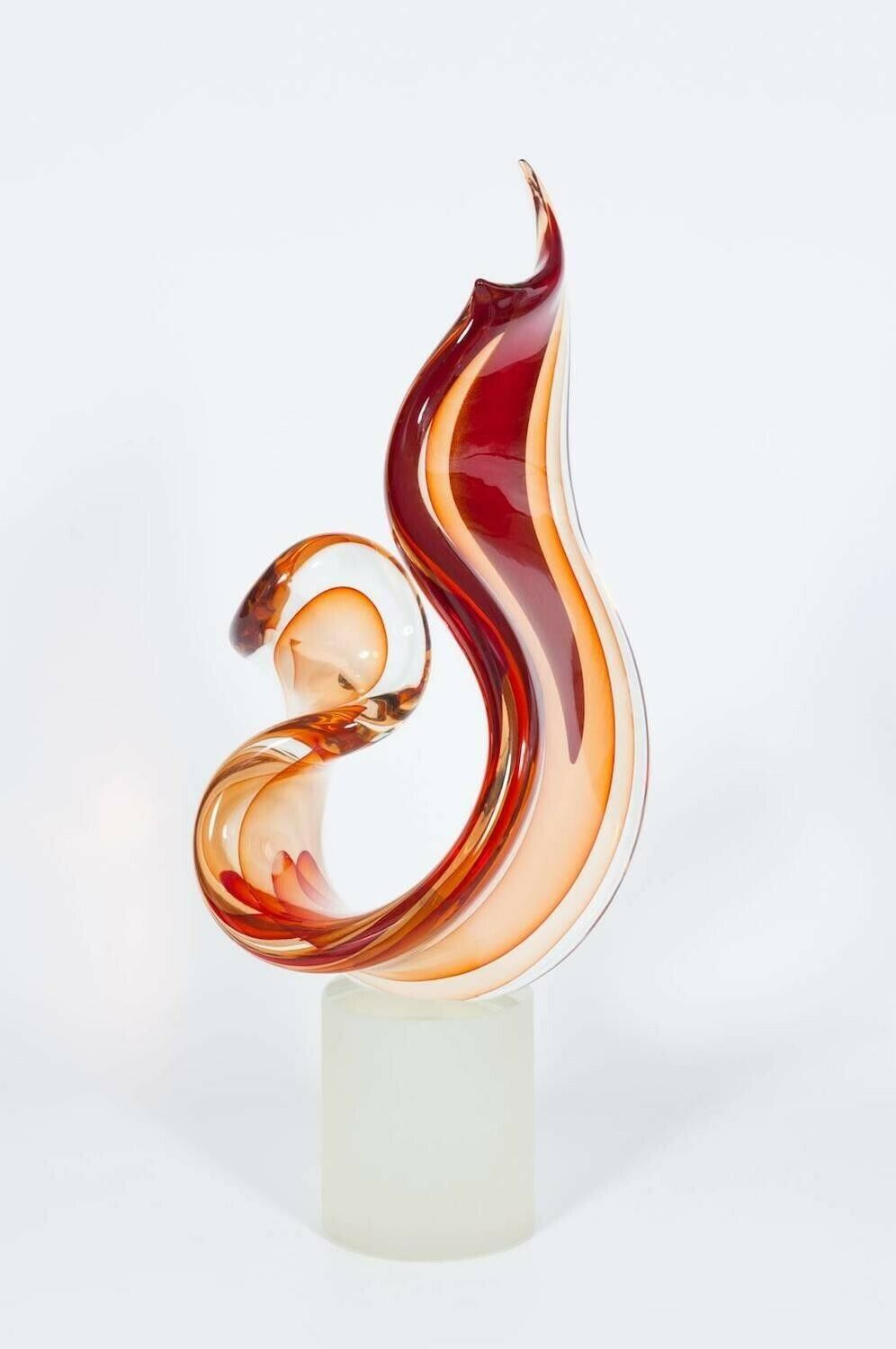 Italian "Flame" Sculpture In Blown Murano Glass Signed By Romano Donà 1990s photo furniture
