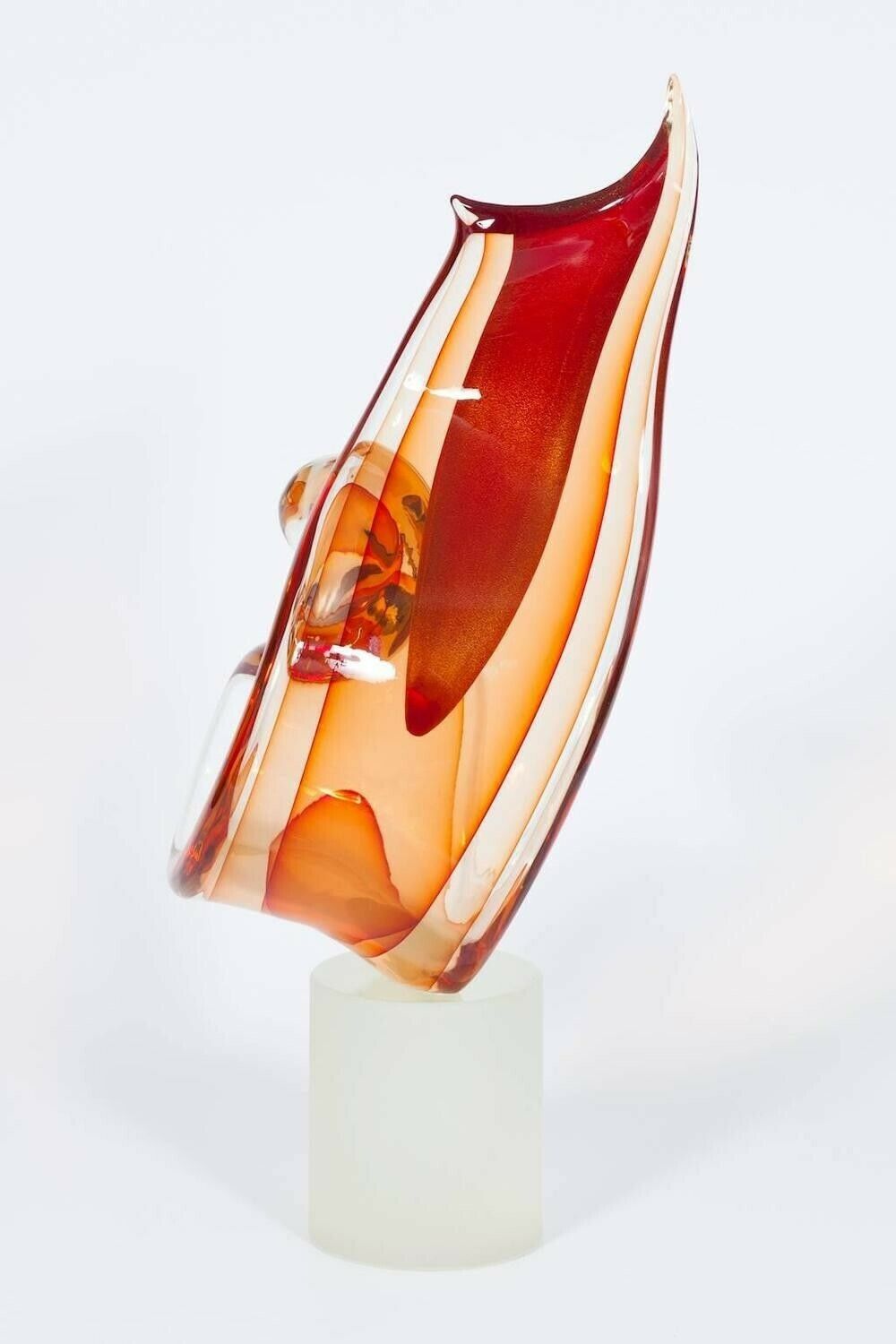 Italian "Flame" Sculpture In Blown Murano Glass Signed By Romano Donà 1990s photo for sale