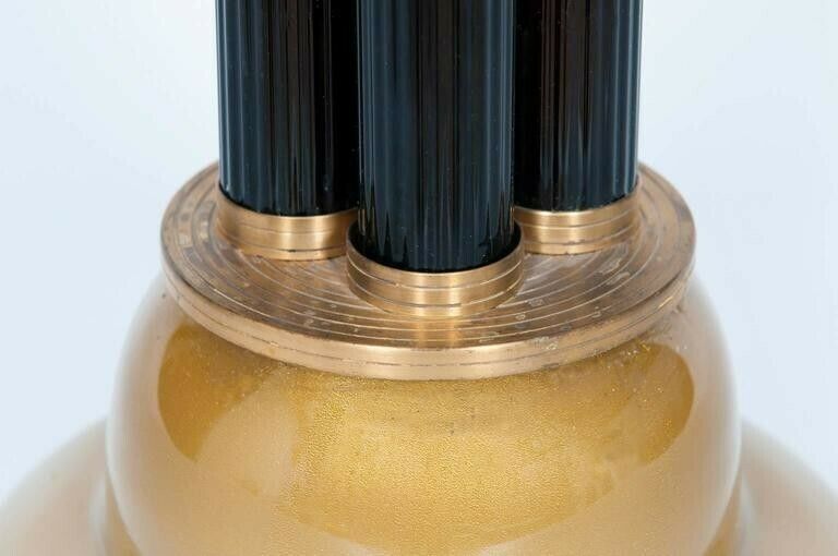Italian Venetian Table Lamp In Blown Murano Glass White & Gold Contemporary photo for sale