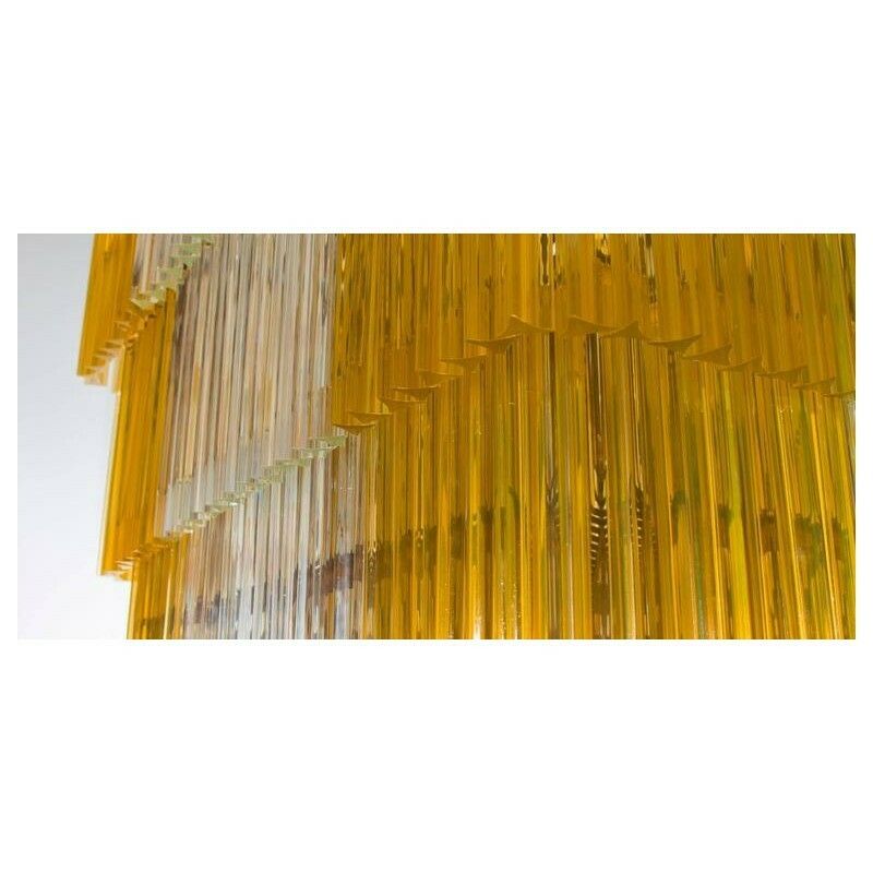 Massive Italian Flush Mount In Blown Murano Glass Clear Color And Amber, 1960s photo 35108.0