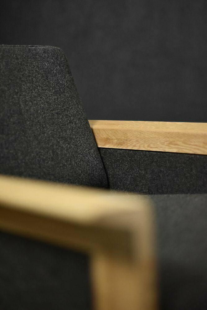 photo furniture Mid Century Modern Danish Oak And Felt Lounge Chairs, 1960s, Set Of 2