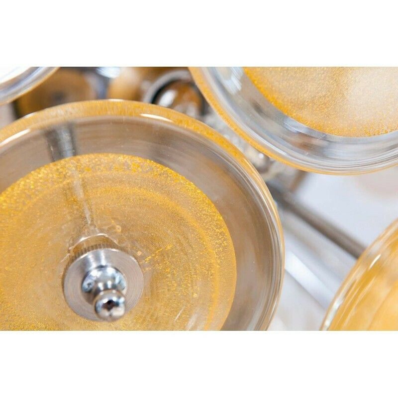 photo furniture Italian Flush Mount In Blown Murano Glass, Gold 24 K, Mazzega Contemporary