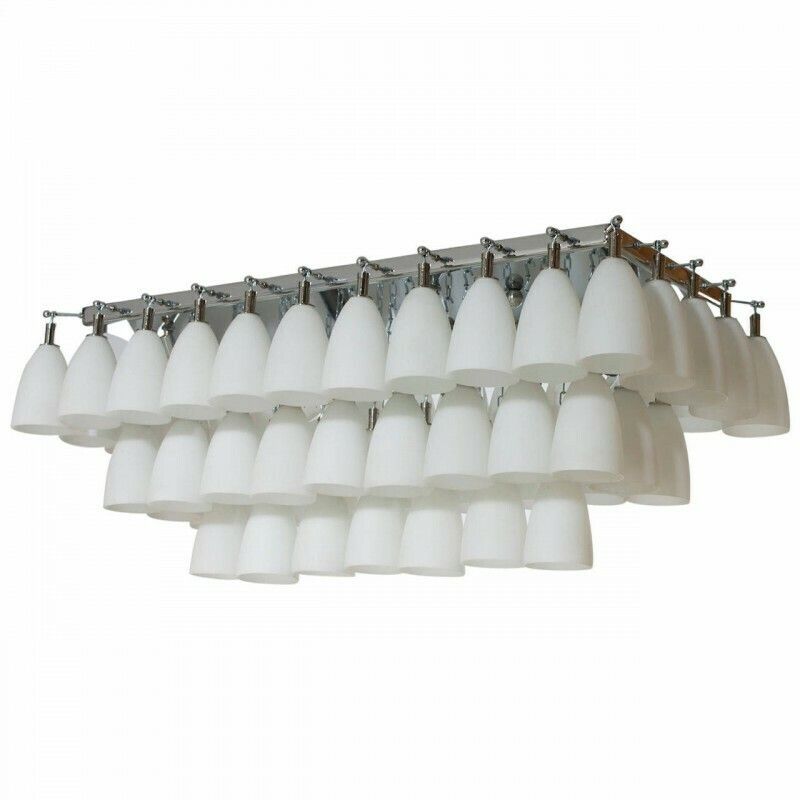 Italian Bells Chandelier In White Blown Murano Glass Attributed To Mazzega