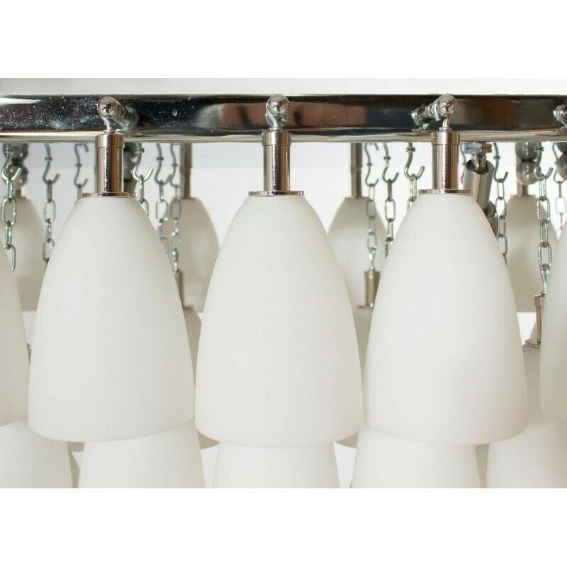 photo furniture Italian Bells Chandelier In White Blown Murano Glass Attributed To Mazzega