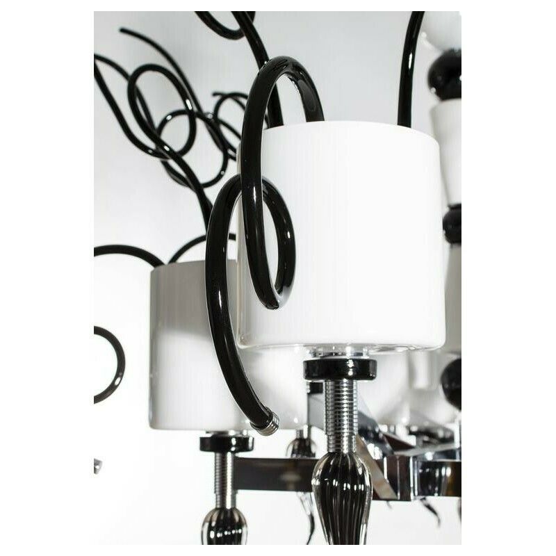 photo for sale Curly Chandelier Black And White In Blown Murano Glass Contemporary Italy