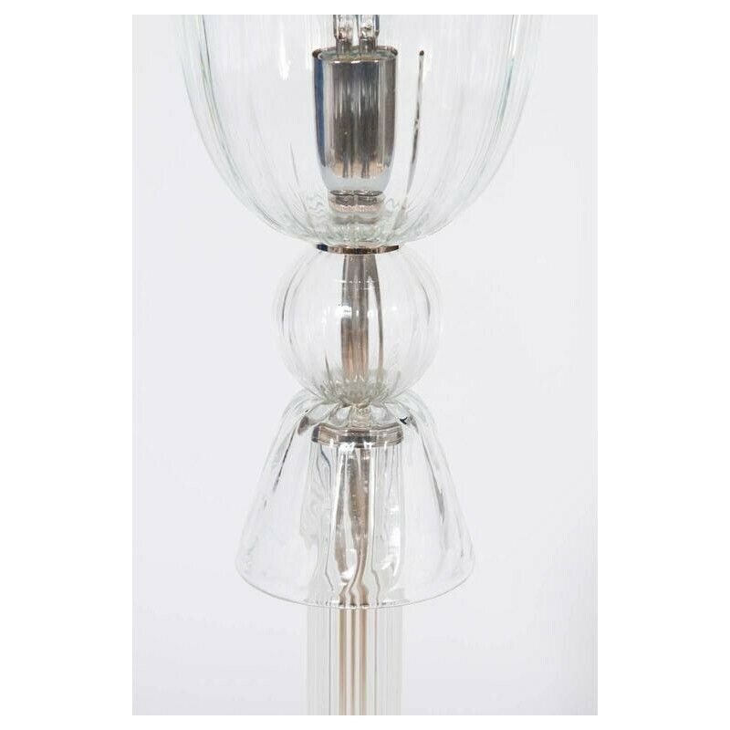 Pair Of Italian Venetian Table Lamps In Murano Glass Clear Color, 1990s Italy photo buy