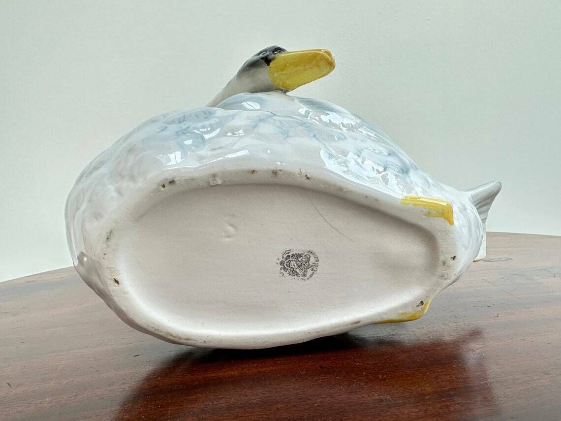photo furniture Art Nouveau Swan Majolica Jardiniere Planter Cache Pot Vintage