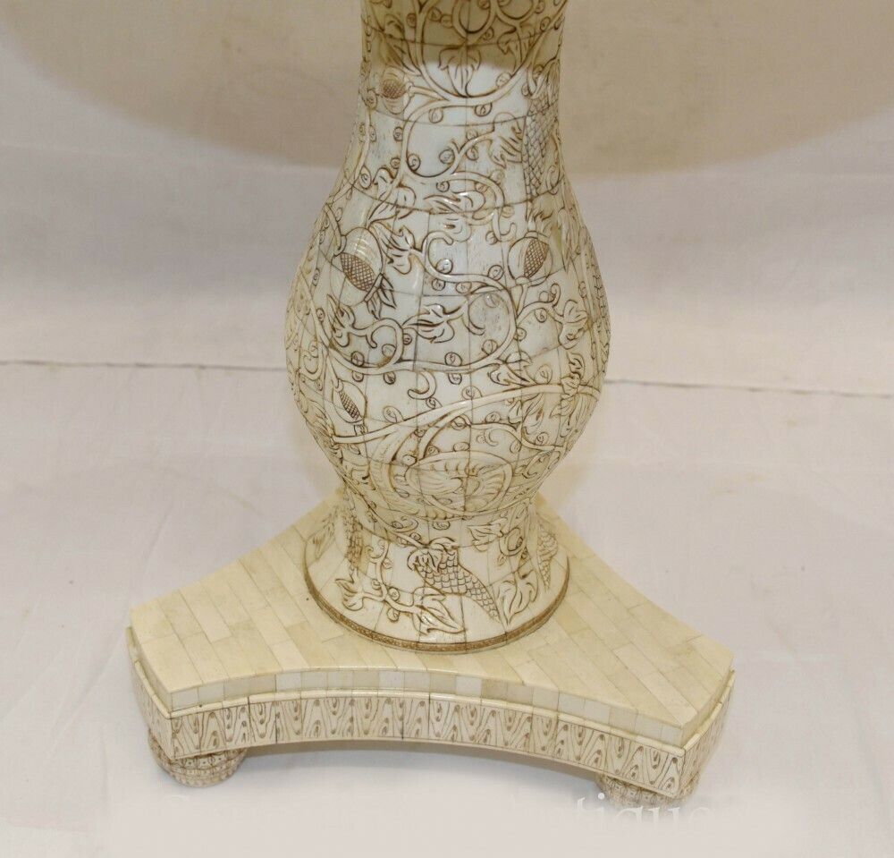 Pair Chinese Side Tables   Occasional Bone Carved Furniture photo furniture