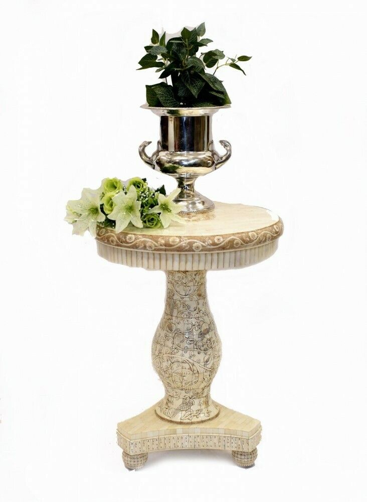 Pair Chinese Side Tables   Occasional Bone Carved Furniture photo for sale