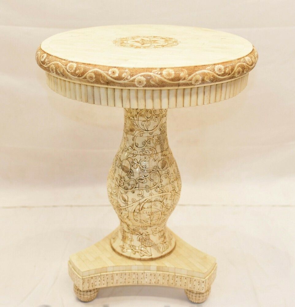 Pair Chinese Side Tables   Occasional Bone Carved Furniture photo vinterior