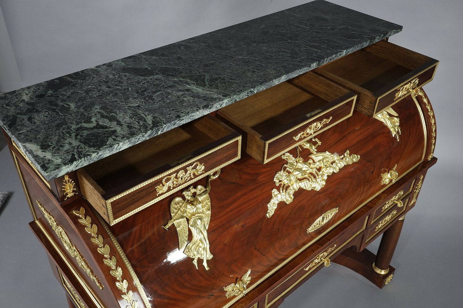 photo furniture Mahogany And Gilded Bronze Cylinder Desk, Empire Style, 19th Century