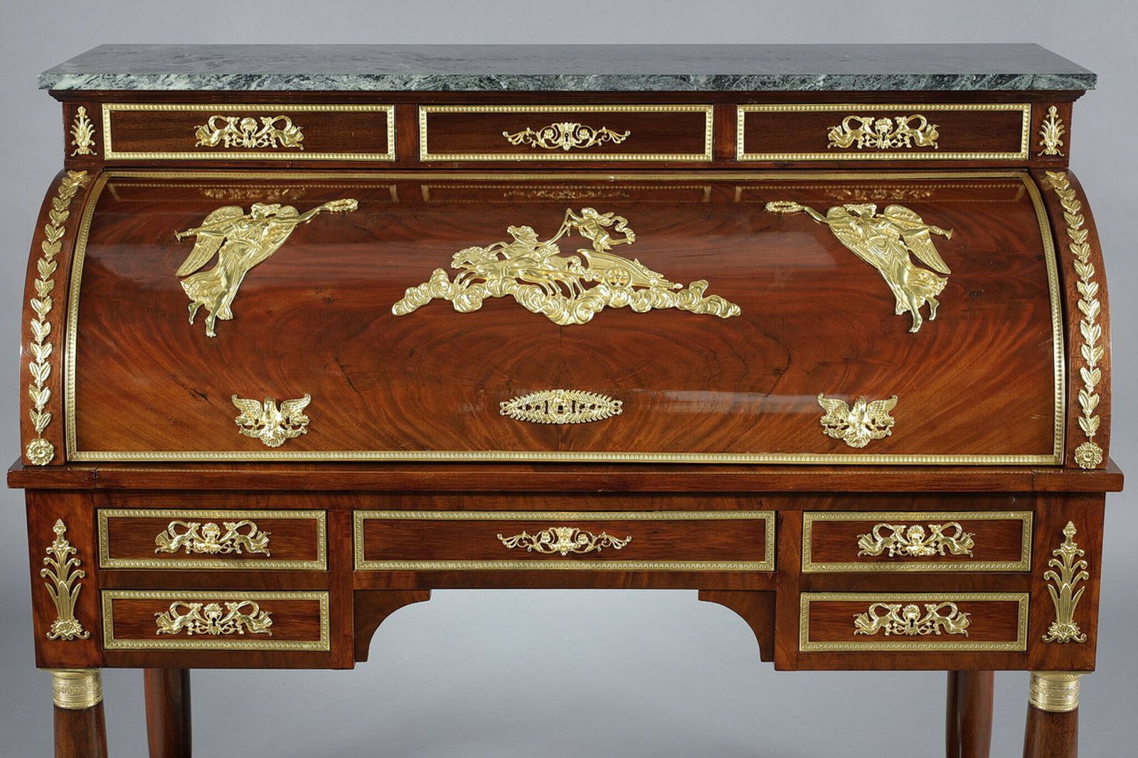 photo vinterior Mahogany And Gilded Bronze Cylinder Desk, Empire Style, 19th Century