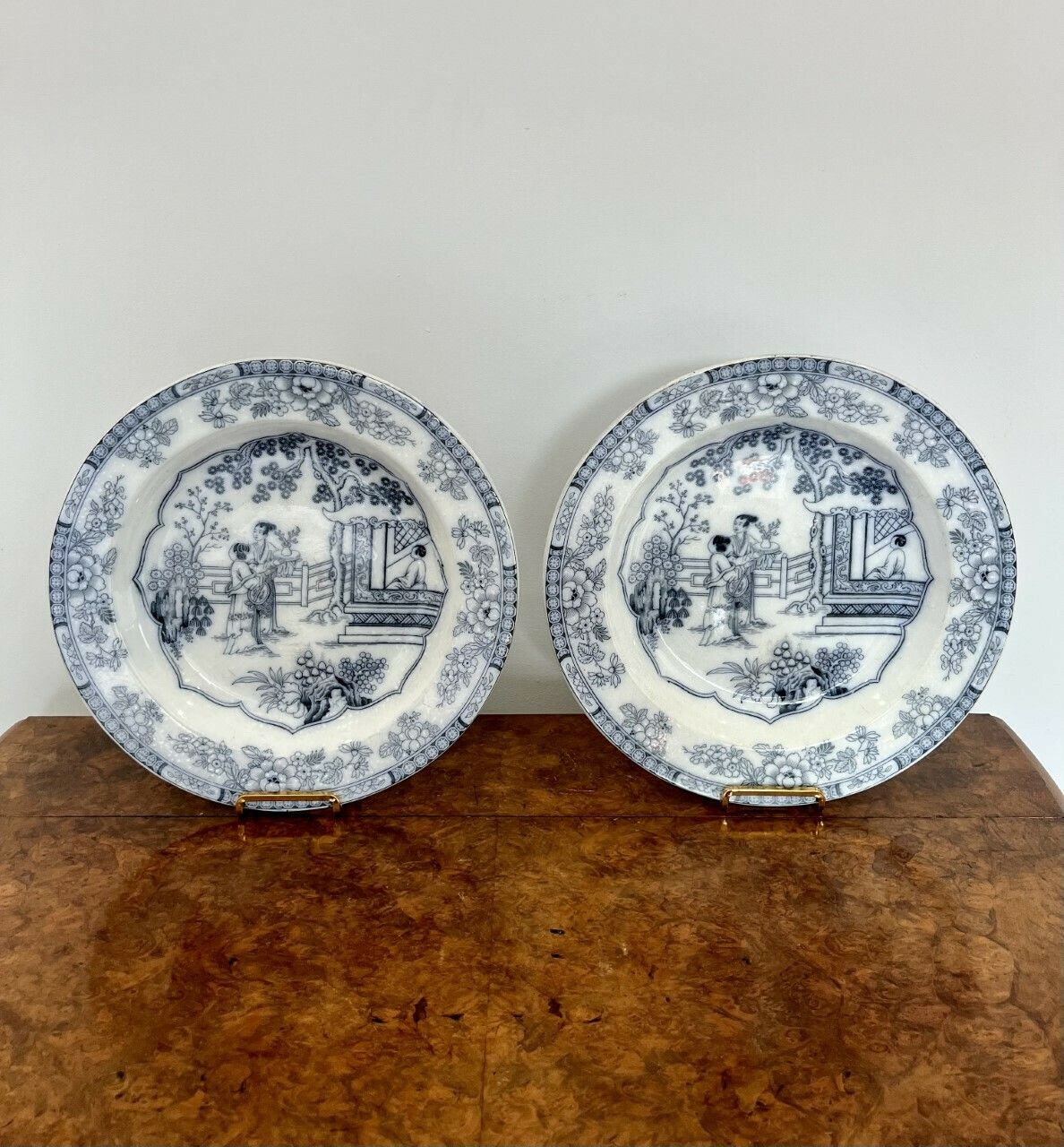 Quality Pair Of Victorian Blue And White Chargers photo furniture
