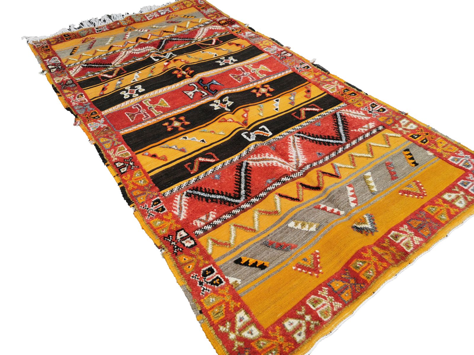 Handmade Colourful Moroccan Berber Rug. Camel Wool Carpet photo for sale