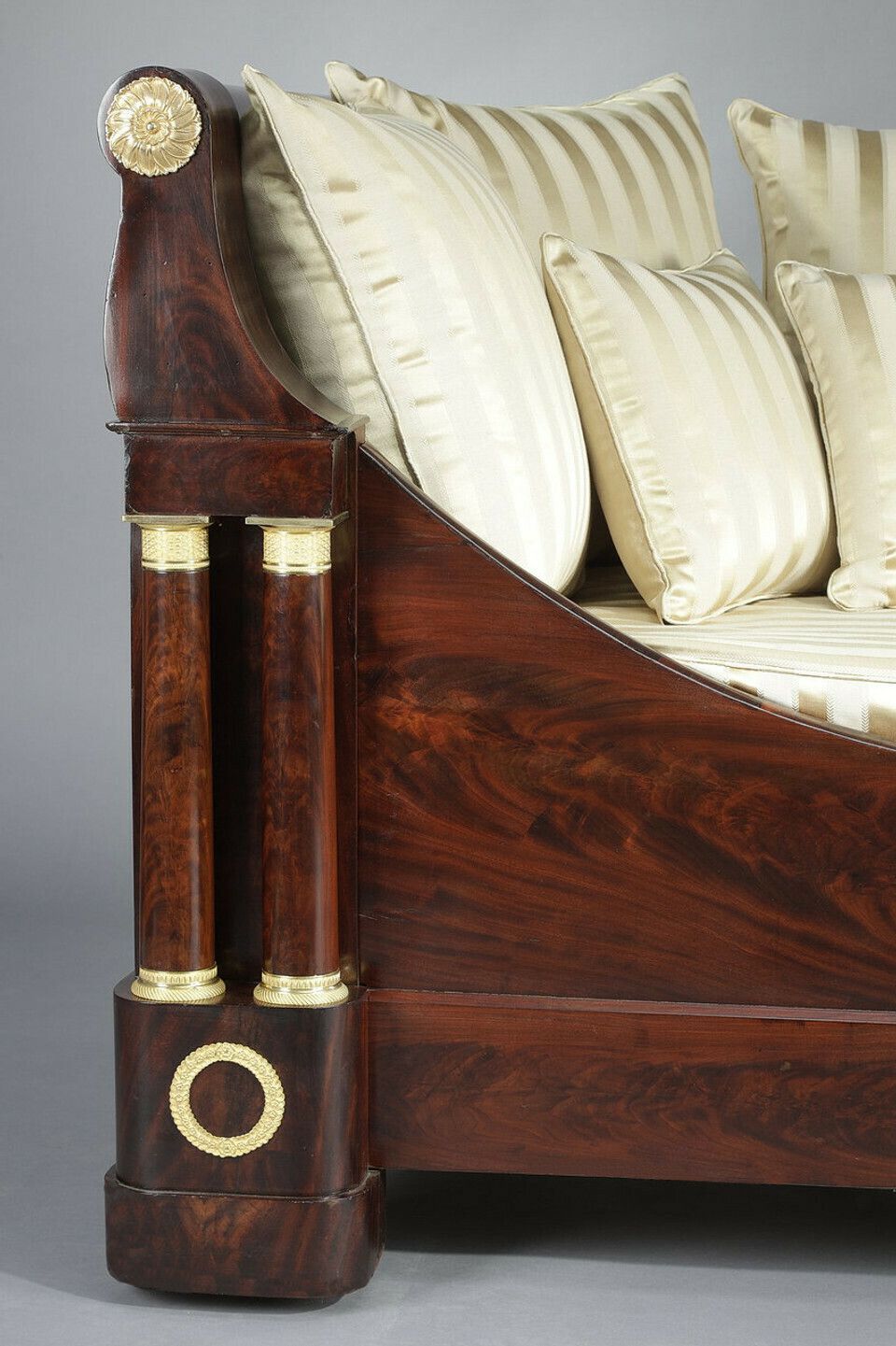 Restoration Period Mahogany And Gilt Bronze Sofa Bed, 19th Century photo for sale