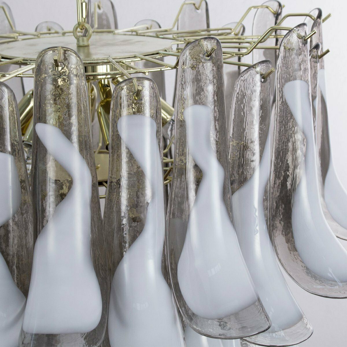 Lighting Italian Gray And White Glass Petal Pendant Light, 1990s photo
