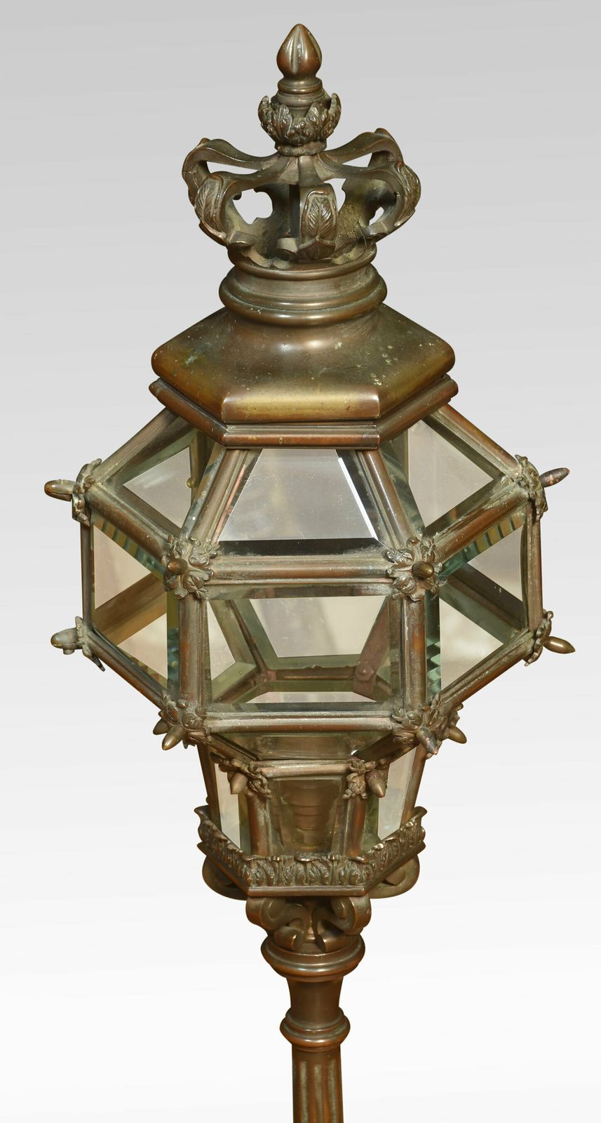 Pair Of Bronze Newel Post Lamps photo for sale