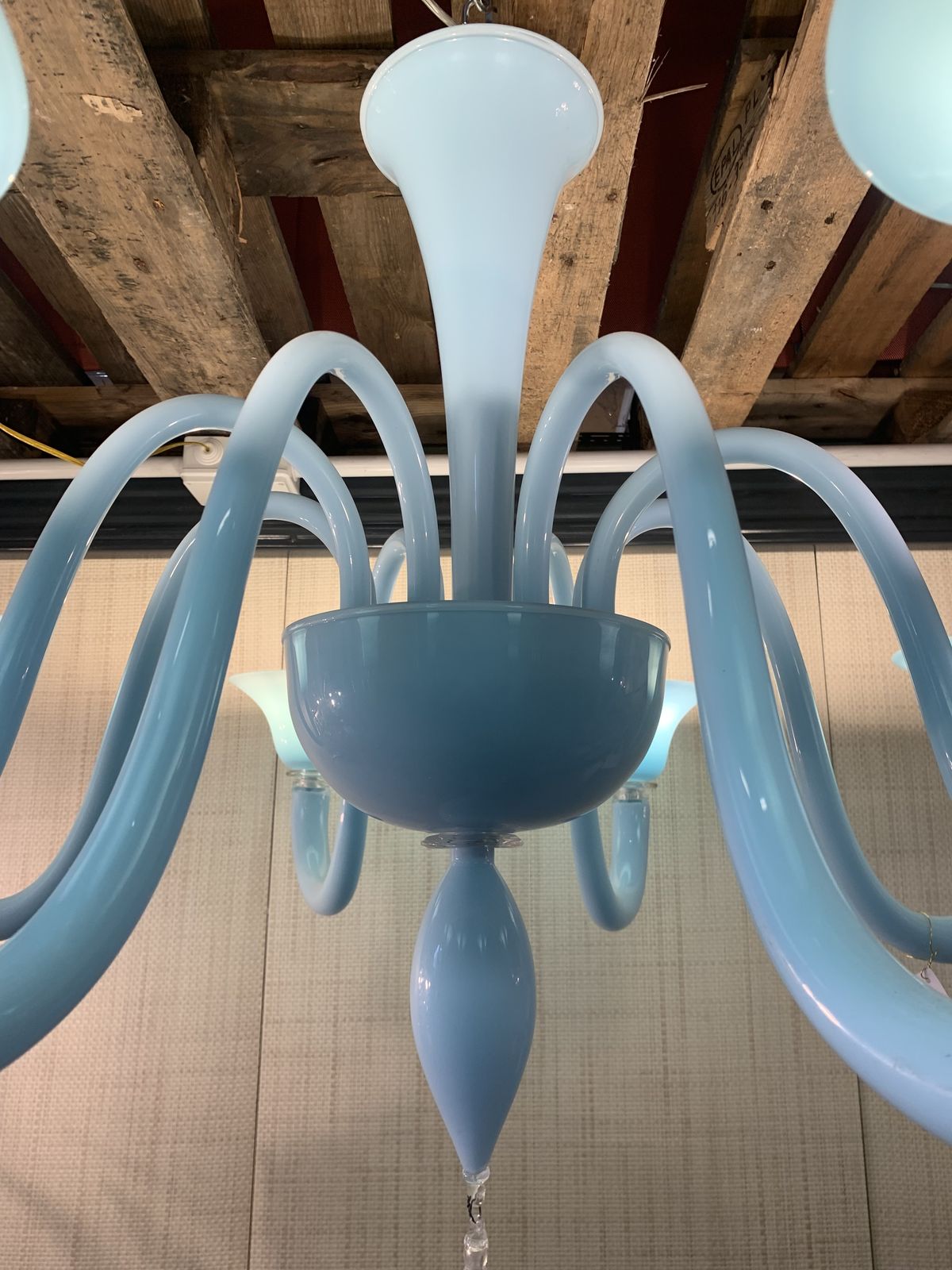 Contemporary Blue Murano Glass Chandelier In Decò Style photo for sale
