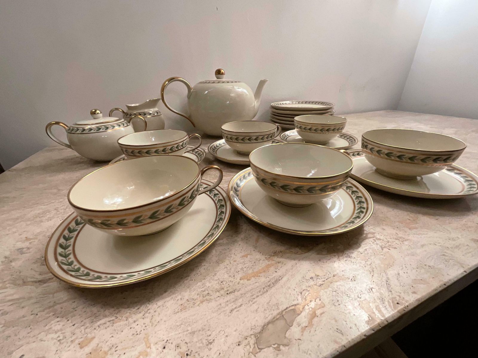 Gio Ponti   Tea For 6 With Sweet Plates, In Porcelain Richard Ginori Year 1939 photo vinterior