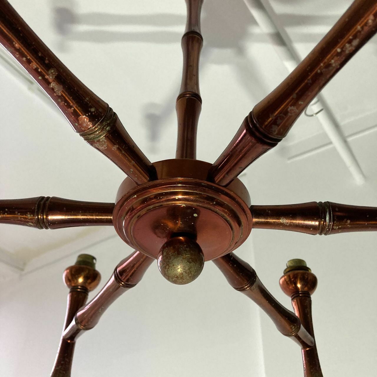 Red Faux Bamboo Chandelier, 1960s photo 580.0