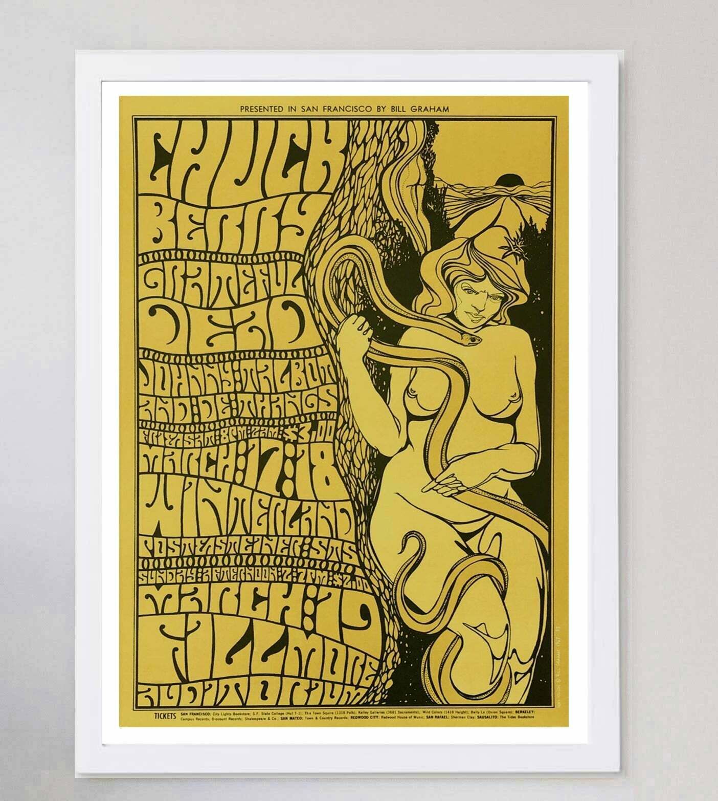 Chuck Berry & The Grateful Dead   Fillmore Auditorium Original Vintage Poster photo for sale