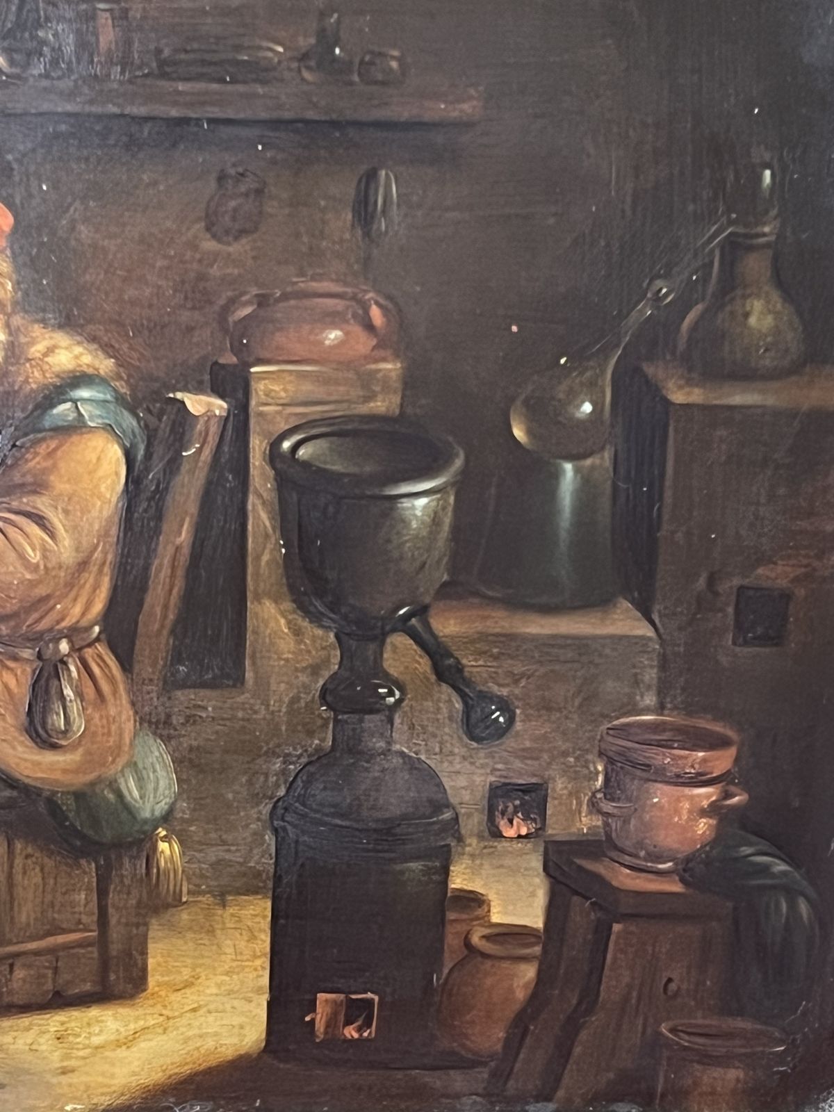 Fine Art Early 19th Century Dutch School Circle Of David Teniers The Younger Titled 'The Alchemist' Oil Painting Upon Copperl Panel photo 1495.0