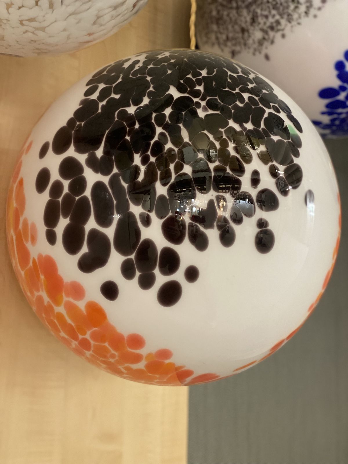 Contemporary Amber And Black Murrine Sphere In Murano Glass photo for sale