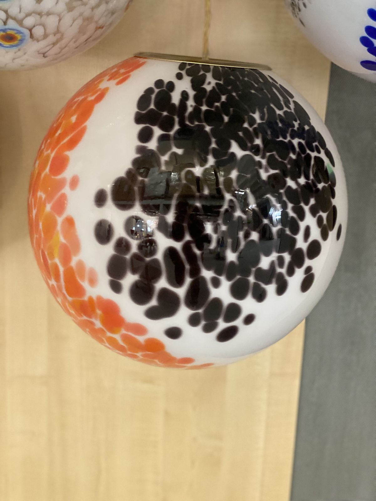 Contemporary Amber And Black Murrine Sphere In Murano Glass photo buy
