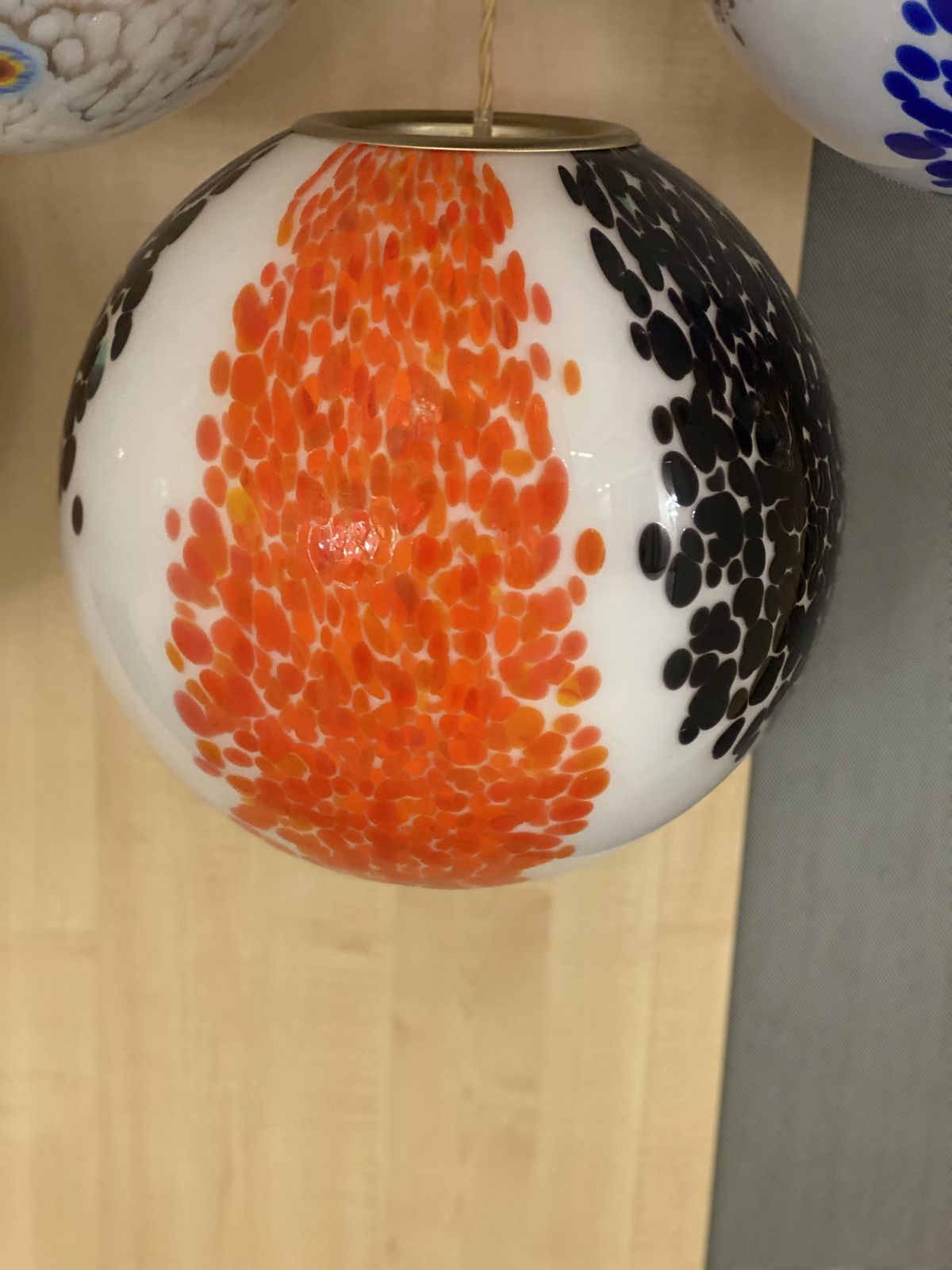 Contemporary Amber And Black Murrine Sphere In Murano Glass