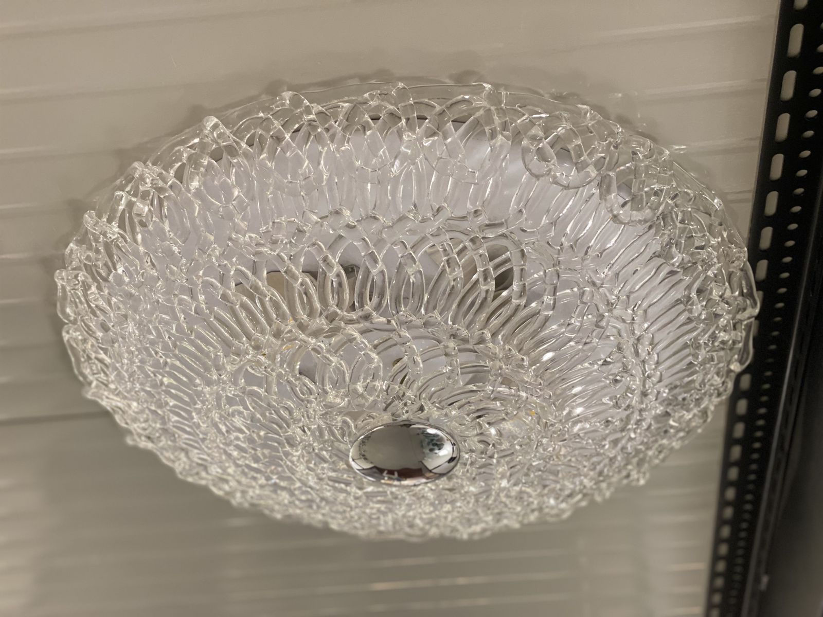 Contemporary Transparent Filigree Flush Mount In Murano Glass photo vintage